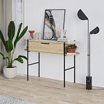 Консоль напольная деревянная с выдвижным ящиком и 2-мя полками со столешницей цвета белый мрамор OTIS CONSOLE OAK варинант исполнения - 3 | Loft Concept в Самаре