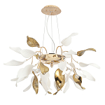 Люстра подвесная с белыми матовыми и золотыми глянцевыми листьями Wintery flovers варинант исполнения - 1 | Loft Concept в Самаре