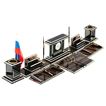 Настольный письменный набор с часами из природного камня обсидиана Team leader варинант исполнения - 2 | Loft Concept в Самаре