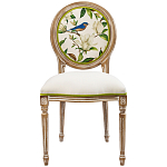 Стул бежевый из натурального бука с изображением птиц и цветов Blooming Blue Birds варинант исполнения - 1 | Loft Concept в Самаре