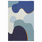 Плед из хлопка синего цвета с абстрактным принтом Elysian Flow Ocean варинант исполнения - 1 | Loft Concept в Самаре