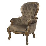 Кресло с мягкой обивкой из коричневого велюра на 4-х деревянных ножках Evelyn Classical Armchair варинант исполнения - 3 | Loft Concept в Самаре