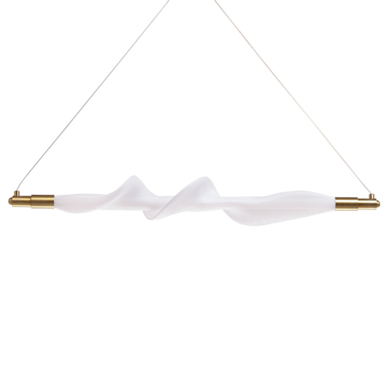 Люстра горизонтальная с волнистым белым плафоном Golden Swirl Белый Латунь в Самаре | Loft Concept 