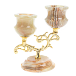 Подсвечник двухрожковый из натурального камня оникс Stone Candlestick варинант исполнения - 1 | Loft Concept в Самаре
