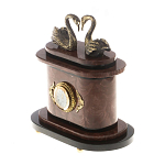 Часы настольные из натурального камня с декором в виде двух лебедей Swans Stone Clock варинант исполнения - 6 | Loft Concept в Самаре