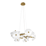 Люстра подвесная круглая с ветвистыми бронзовыми элементами и стеклянными рифлеными дисками Textured Glass Chandelier варинант исполнения - 3 | Loft Concept в Самаре