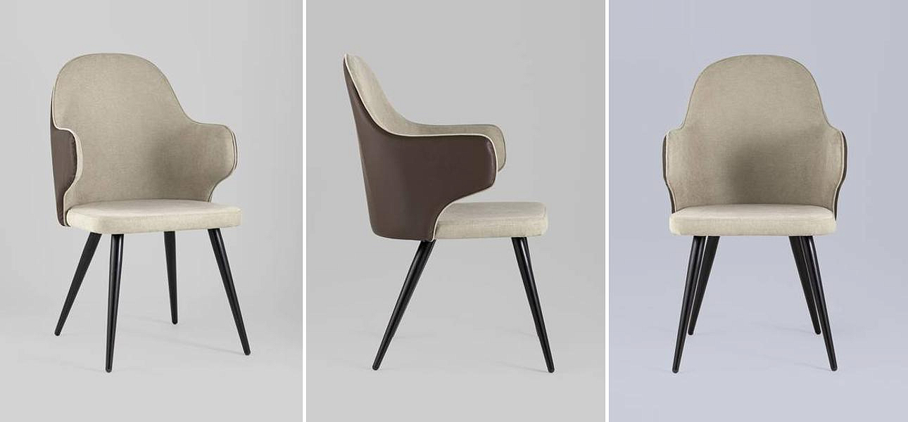Стул Miruna Fabric and Leather Chair с Подлокотником Стул Miruna Fabric and Leather Chair с Подлокотником - Loft-Concept в Самаре