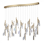 Люстра с золотистыми трубками и прозрачными стеклянными листьями на подвесах Sylva  варинант исполнения - 2 | Loft Concept в Самаре