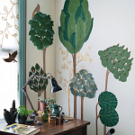 Обои ручная роспись Mughal Trees Original colourway on linen варинант исполнения - 1 | Loft Concept в Самаре