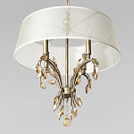 Люстра подвесная круглая с тканевым полупрозрачным абажуром и подвесками 4 лампы Gilded Elegance варинант исполнения - 4 | Loft Concept в Самаре