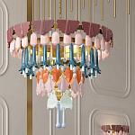 Люстра круглая с декором из разноцветных элементов в виде листьев Changing Seasons варинант исполнения - 11 | Loft Concept в Самаре