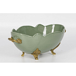 Чаша зеленого цвета из фарфора с волнообразным краем Eden Garden porcelain and bronze варинант исполнения - 1 | Loft Concept в Самаре