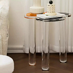 Дизайнерский журнальный стол с фигурной столешницей на 3-х прозрачных ножках Rahakif варинант исполнения - 2 | Loft Concept в Самаре