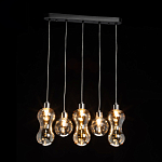 Люстра с 3-мя плафонами волнообразной формы цвета янтарь и 2-мя прозрачными шарообразными плафонами Lucid Rain  варинант исполнения - 3 | Loft Concept в Самаре