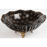 Блюдо черного цвета из фрафора на бронзовых ножках Eden Garden porcelain and bronze варинант исполнения - 2 | Loft Concept в Самаре