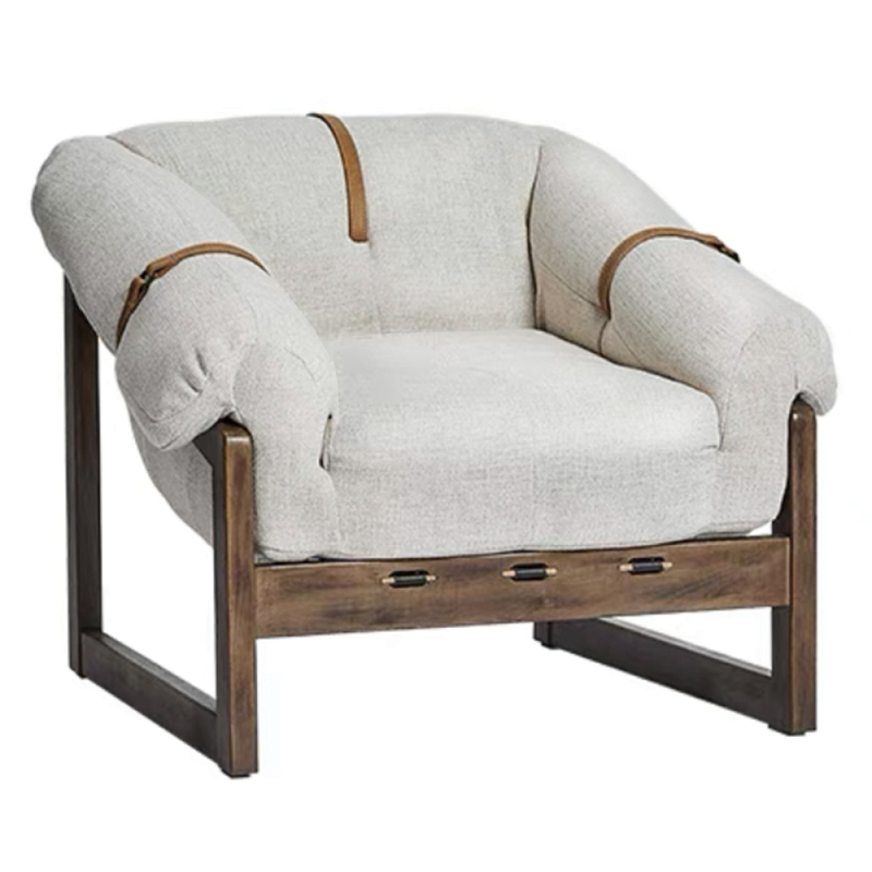 Кресло Duncan Текстильная обивка Белый Коричневый в Самаре | Loft Concept 