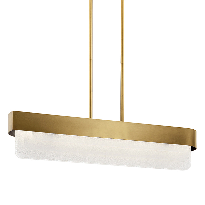 Люстра подвесная прямоугольная цвета латунь Kichler Латунь Прозрачное Стекло Белый в Самаре | Loft Concept 