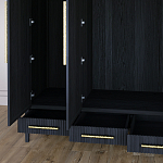 Большой Шкаф Primo Черный дуб с 3 дверьми и 3 выдвижными ящиками варинант исполнения - 7 | Loft Concept в Самаре