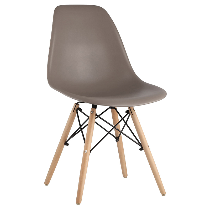 Пластиковый стул на ножках из массива бука Eames Cappuccino Светло-коричневый Бежевый Пластиковый стул на ножках из массива бука Eames Cappuccino Светло-коричневый Бежевый в Самаре | Loft Concept