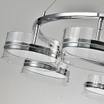 Люстра светодиодная с 8-ю прозрачными плафонами цилиндрической формы из акрила и стекла с пультом для регулировки света Glass Lamp Chromium варинант исполнения - 3 | Loft Concept в Самаре