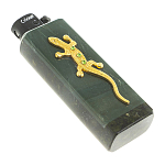 Зажигалка газовая из натурального камня Офиокальцит с декоративной металлической вставкой в виде ящерицы Metal Stone Lighters варинант исполнения - 3 | Loft Concept в Самаре