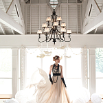 Люстра бронзового цвета с бежевыми абажурами из органзы в классическом стиле Hinkley варинант исполнения - 3 | Loft Concept в Самаре