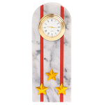 Часы погон МВД подарочные настольные из натурального камня Мрамор Military Clock варинант исполнения - 7 | Loft Concept в Самаре