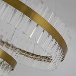 Люстра подвесная двухъярусная с золотистымыми кольцами и прозрачными стеклянными элементами Ring Horizontal варинант исполнения - 4 | Loft Concept в Самаре