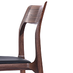 Стул деревянный с мягким сиденьем из черной натуральной кожи Moon Walnut Furniture варинант исполнения - 8 | Loft Concept в Самаре