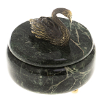 Шкатулка из натурального камня змеевик с фигуркой лебедя Stone Casket варинант исполнения - 2 | Loft Concept в Самаре