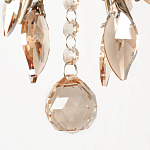 Люстра подвесная круглая с тканевым полупрозрачным абажуром и подвесками 4 лампы Gilded Elegance варинант исполнения - 6 | Loft Concept в Самаре