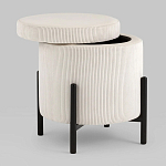 Молочный пуф на черных ножках SANJAY варинант исполнения - 2 | Loft Concept в Самаре