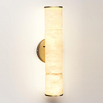 Бра с цилиндрическим плафоном из белого алебастра на круглом основании Латунь Cryptocrystalline Stone варинант исполнения - 1 | Loft Concept в Самаре