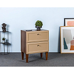 Тумба прикроватная бежевая из массива бука с 2-мя ящиками Wenge Light варинант исполнения - 5 | Loft Concept в Самаре