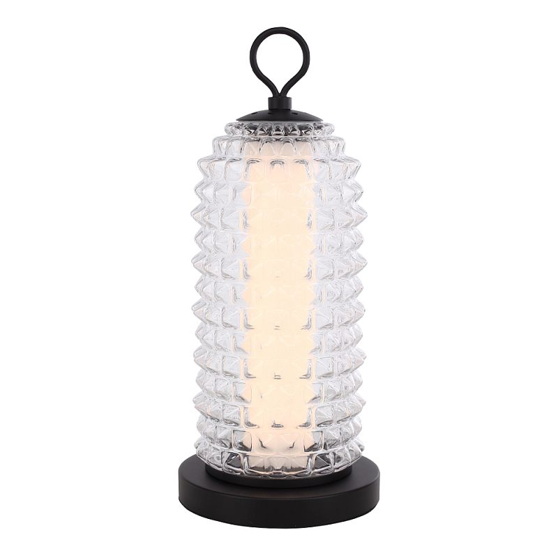 Настольная лампа с прозрачным факутрным стеклянным плафоном Sonora Прозрачный Черный в Самаре | Loft Concept 