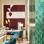 Обои ручная роспись в стиле Арт-деко Assemblage Original colourway on red silk dupion варинант исполнения - 3 | Loft Concept в Самаре