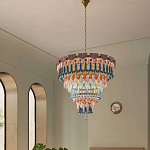 Люстра круглая с декором из разноцветных элементов в виде листьев Changing Seasons варинант исполнения - 6 | Loft Concept в Самаре