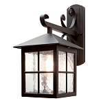 Настенный фонарь черного цвета в форме фонаря с решетчатым плафоном и фактурным стеклом Elstead Lighting варинант исполнения - 1 | Loft Concept в Самаре