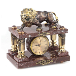 Часы настольные из креноида и бронзы с декором в виде льва Lion Stone Clock варинант исполнения - 2 | Loft Concept в Самаре