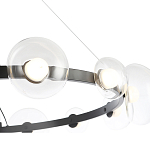 Люстра подвесная круглая с 12-ю прозрачными куполообразными плафонами и черным металлическим основанием Flos Wireline Lighting варинант исполнения - 5 | Loft Concept в Самаре