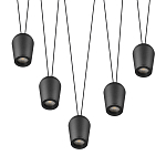 Подвесной светильник черными плафонами на длинных пересекающихся тросах Construction варинант исполнения - 3 | Loft Concept в Самаре