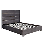 Кровать двуспальная серая с высоким мягким изголовьем Heart of the Bedroom варинант исполнения - 1 | Loft Concept в Самаре