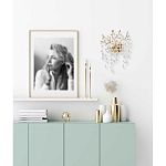 Бра золотого цвета с декоративными ветвями и прозрачными подвесками в форме листьев Droplet Chandelier варинант исполнения - 7 | Loft Concept в Самаре