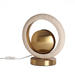 Настольная лампа с бежевым текстурным кольцом и латунным шаром в центре Tactile   варинант исполнения - 2 | Loft Concept в Самаре