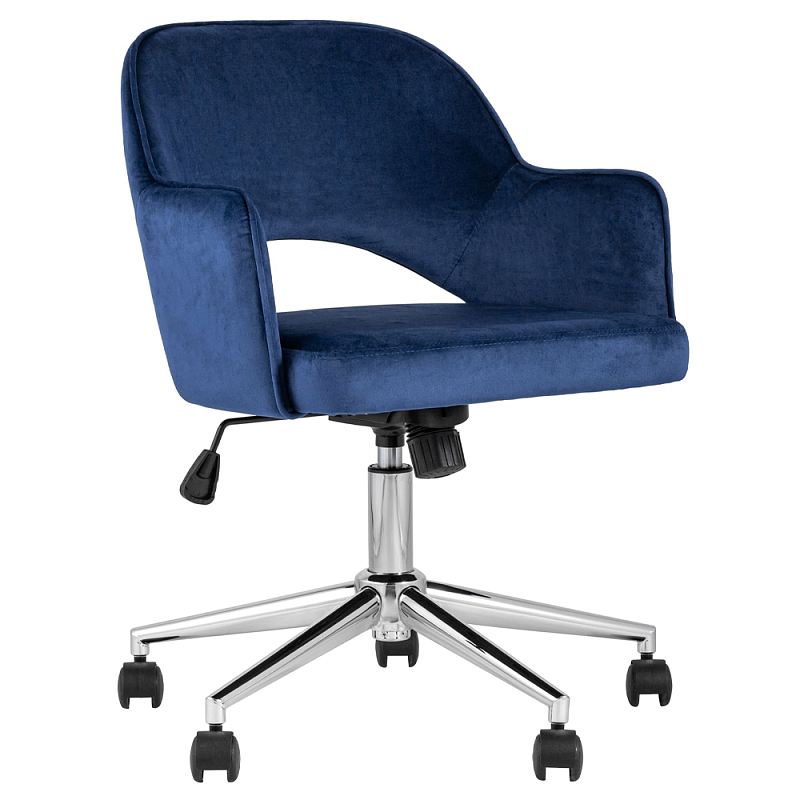 Кресло для компьютерного стола Veloury Blue Черный Хром Синий Кресло для компьютерного стола Veloury Blue Черный Хром Синий в Самаре | Loft Concept