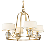 Люстра цвета латунь с 4-мя тканевыми абажурами и стеклянными шарами Quoizel варинант исполнения - 1 | Loft Concept в Самаре