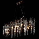 Люстра подвесная прямоугольная с бронзовыми акцентами и прозрачными стеклянными каплями Droplet Chandelier варинант исполнения - 4 | Loft Concept в Самаре