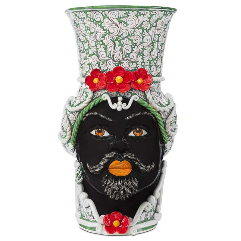 Ваза Vase Moro Man Giant Flower Green Red Черный Зеленый Красный Белый Ваза Vase Moro Man Giant Flower Green Red Черный Зеленый Красный Белый в Самаре | Loft Concept