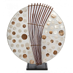 Настольная лампа из перламутра и дерева на подставке Indonesian Round Shell варинант исполнения - 2 | Loft Concept в Самаре