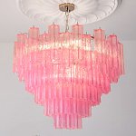 Элитная Люстра Textured Glass Pink Chandelier Ярко Розовое стекло варинант исполнения - 1 | Loft Concept в Самаре